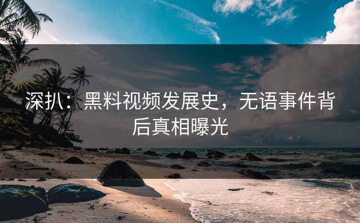 深扒：黑料视频发展史，无语事件背后真相曝光