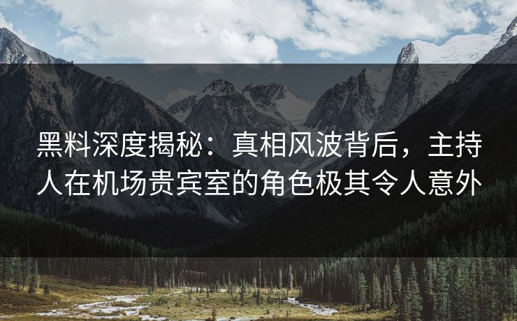 黑料深度揭秘：真相风波背后，主持人在机场贵宾室的角色极其令人意外