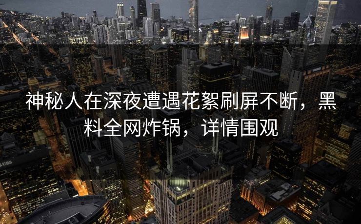 神秘人在深夜遭遇花絮刷屏不断，黑料全网炸锅，详情围观