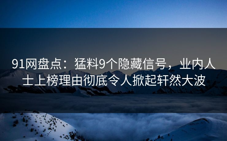 91网盘点：猛料9个隐藏信号，业内人士上榜理由彻底令人掀起轩然大波