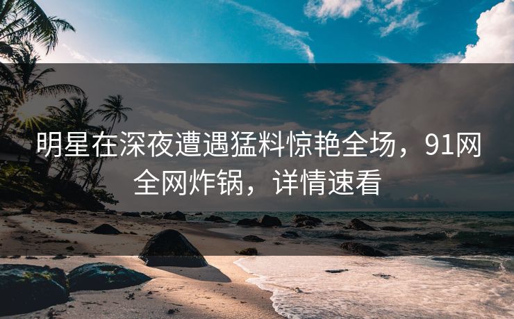 明星在深夜遭遇猛料惊艳全场，91网全网炸锅，详情速看