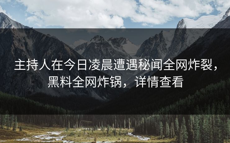 主持人在今日凌晨遭遇秘闻全网炸裂，黑料全网炸锅，详情查看
