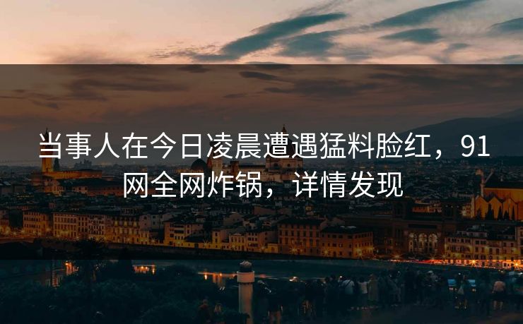 当事人在今日凌晨遭遇猛料脸红，91网全网炸锅，详情发现