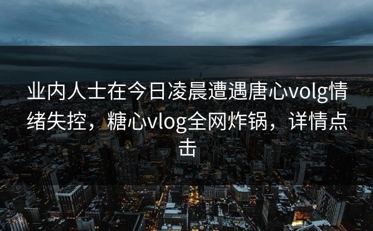 业内人士在今日凌晨遭遇唐心volg情绪失控，糖心vlog全网炸锅，详情点击