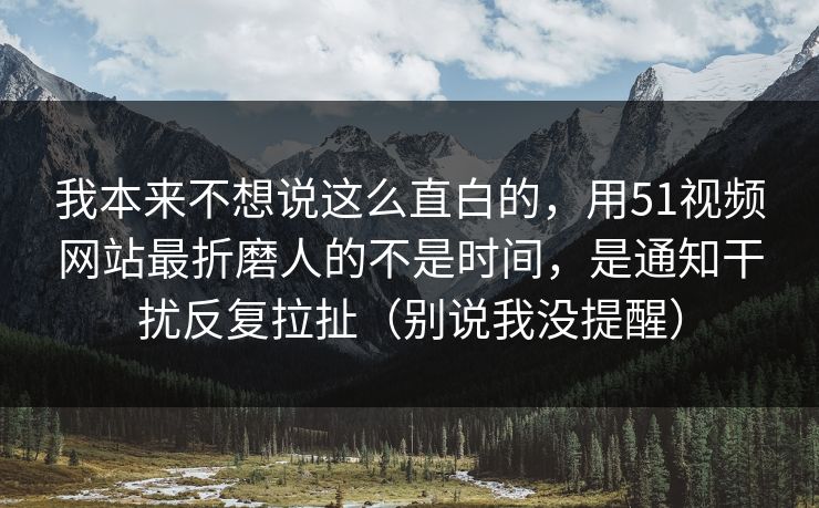 我本来不想说这么直白的，用51视频网站最折磨人的不是时间，是通知干扰反复拉扯（别说我没提醒）